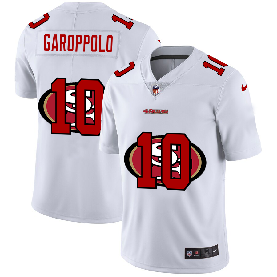 San Francisco 49ers #10 Jimmy Garoppolo White Men's Nike Team Logo Dual Overlap Limited NFL Jersey