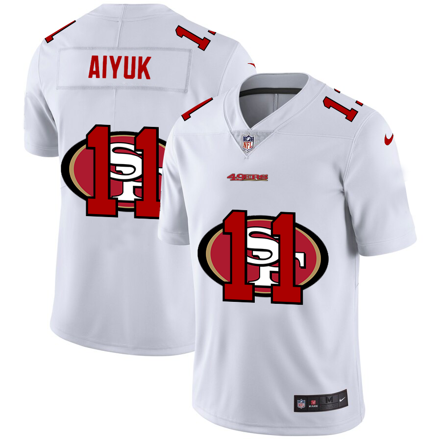 San Francisco 49ers #11 Brandon Aiyuk White Men's Nike Team Logo Dual Overlap Limited NFL Jersey