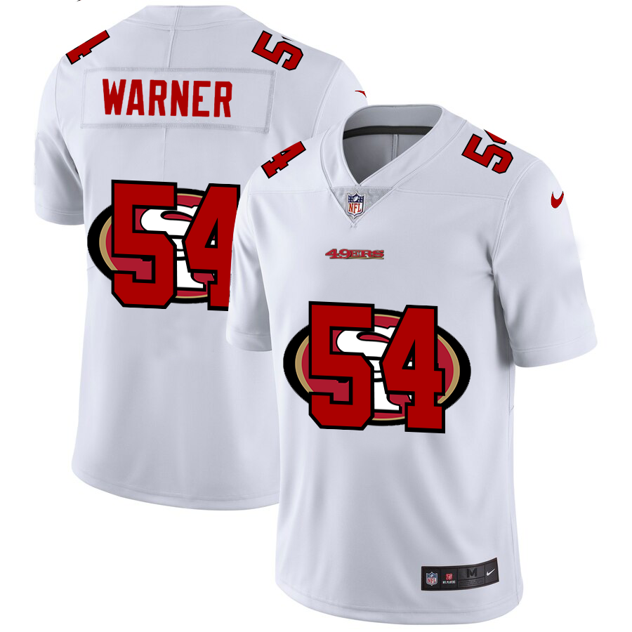 San Francisco 49ers #54 Fred Warner White Men's Nike Team Logo Dual Overlap Limited NFL Jersey