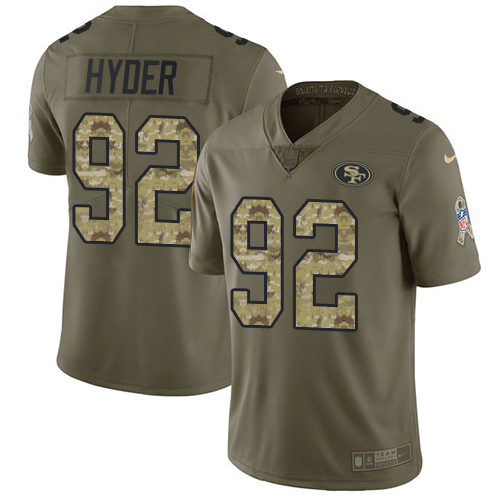 Nike 49ers #92 Kerry Hyder Olive/Camo Men's Stitched NFL Limited 2017 Salute To Service Jersey
