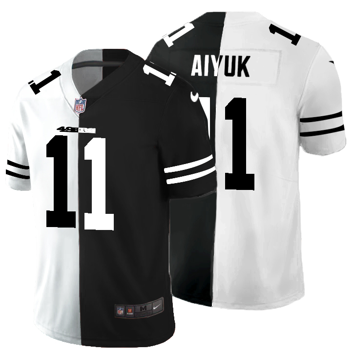San Francisco 49ers #11 Brandon Aiyuk Men's Black V White Peace Split Nike Vapor Untouchable Limited NFL Jersey