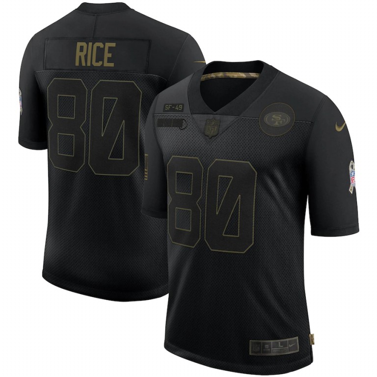 San Francisco 49ers #80 Jerry Rice Nike 2020 Salute To Service Retired Limited Jersey Black