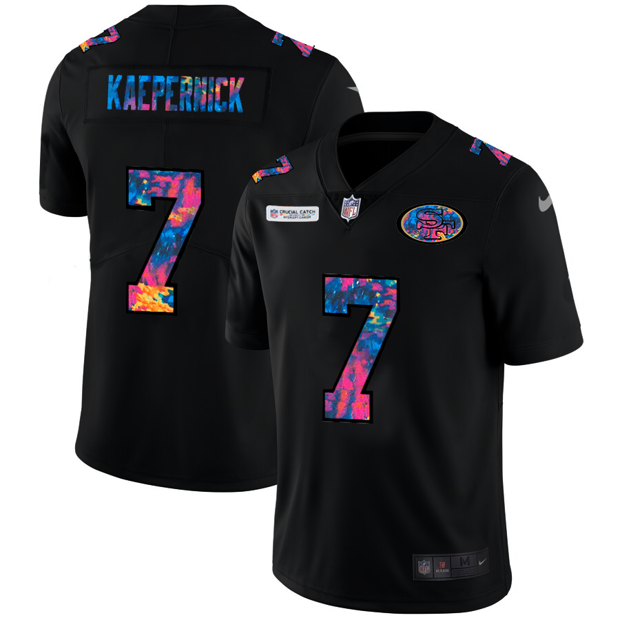 San Francisco 49ers #7 Colin Kaepernick Men's Nike Multi-Color Black 2020 NFL Crucial Catch Vapor Untouchable Limited Jersey