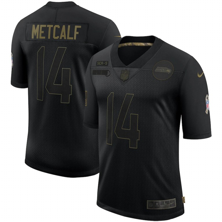 Seattle Seahawks #14 DK Metcalf Nike 2020 Salute To Service Limited Jersey Black