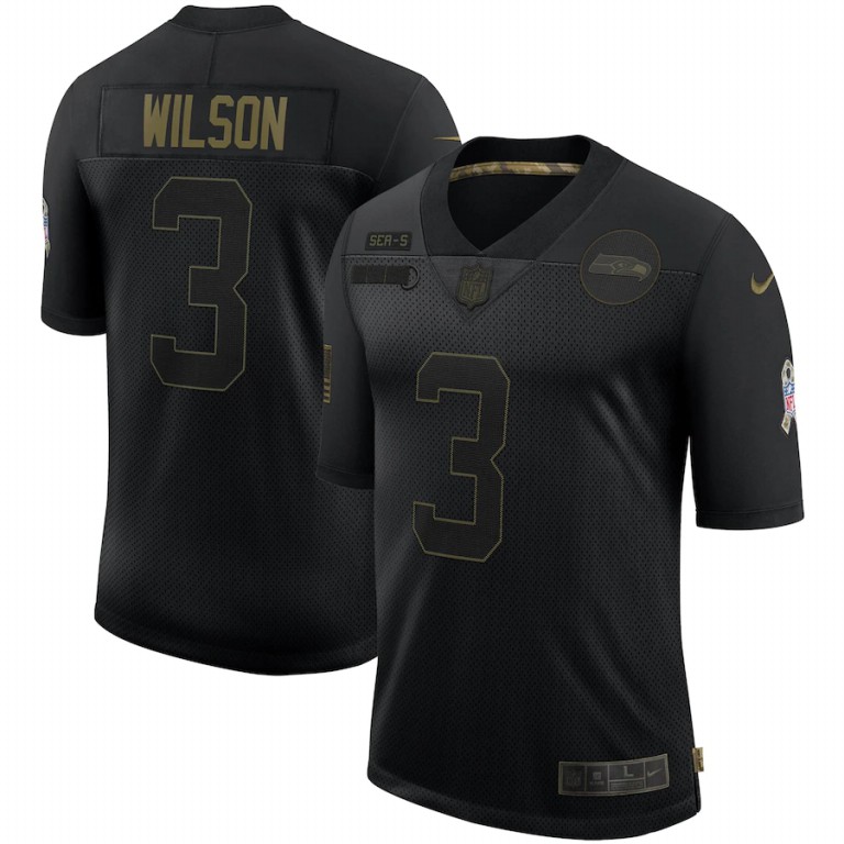 Seattle Seahawks #3 Russell Wilson Nike 2020 Salute To Service Limited Jersey Black