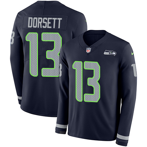 Nike Seahawks #13 Phillip Dorsett Steel Blue Team Color Men's Stitched NFL Limited Therma Long Sleeve Jersey