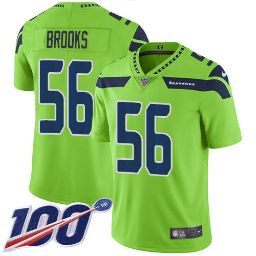 Nike Seahawks #56 Jordyn Brooks Green Men's Stitched NFL Limited Rush 100th Season Jersey