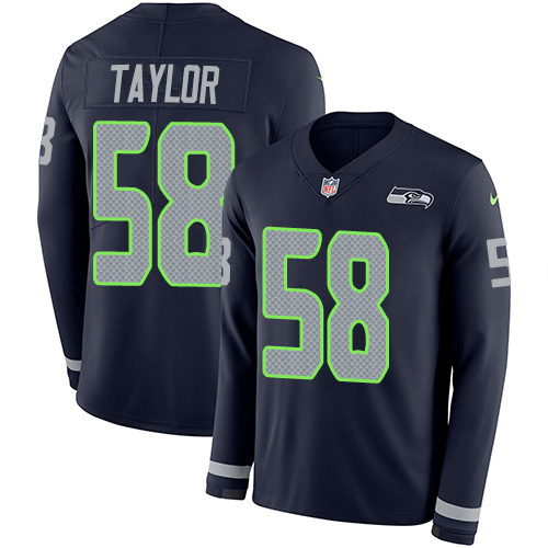 Nike Seahawks #58 Darrell Taylor Steel Blue Team Color Men's Stitched NFL Limited Therma Long Sleeve Jersey