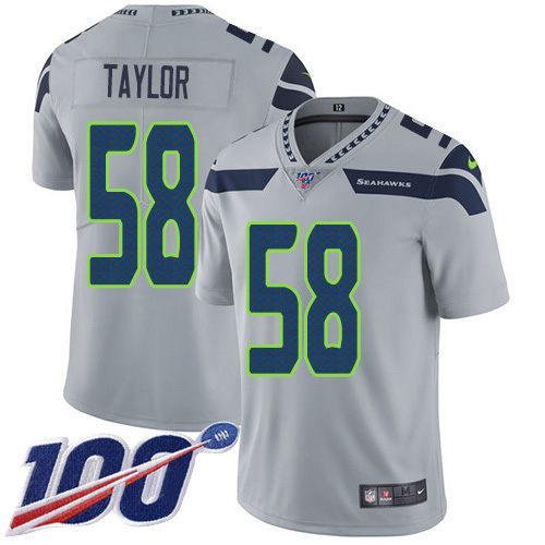 Nike Seahawks #58 Darrell Taylor Grey Alternate Men's Stitched NFL 100th Season Vapor Untouchable Limited Jersey
