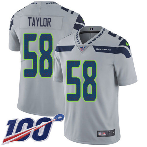 Nike Seahawks #58 Darrell Taylor Grey Alternate Men's Stitched NFL 100th Season Vapor Untouchable Limited Jersey Nike Seahawks #58 Darrell Taylor Grey Alternate Men's Stitched NFL 100th Season Vapor Untouchable Limited Jersey