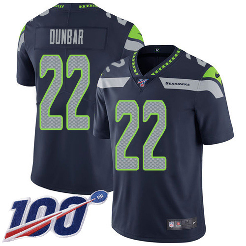 Nike Seahawks #22 Quinton Dunbar Steel Blue Team Color Men's Stitched NFL 100th Season Vapor Untouchable Limited Jersey