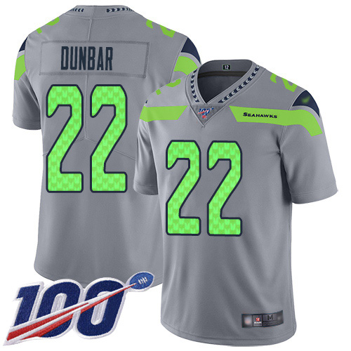Nike Seahawks #22 Quinton Dunbar Gray Men's Stitched NFL Limited Inverted Legend 100th Season Jersey