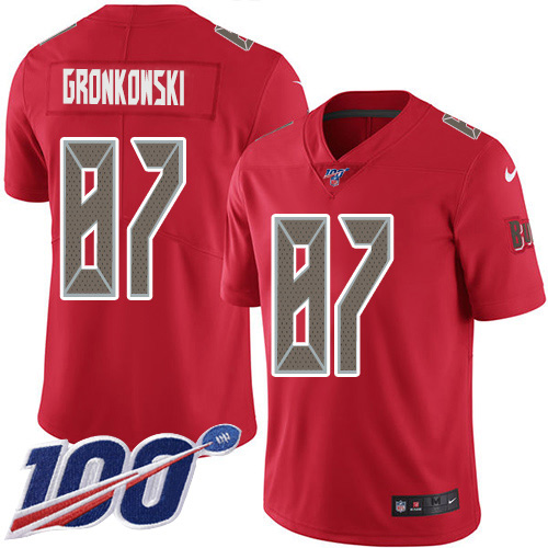 Nike Buccaneers #87 Rob Gronkowski Red Men's Stitched NFL Limited Rush 100th Season Jersey