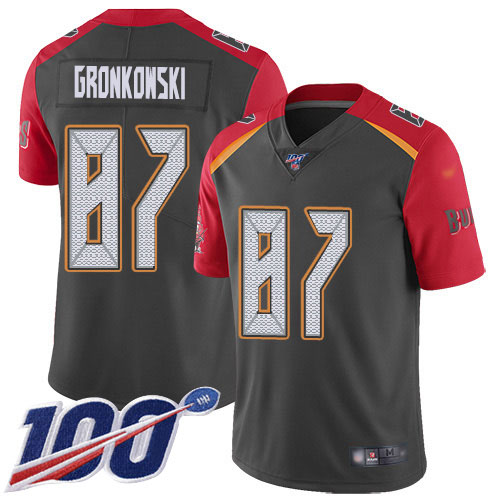 Nike Buccaneers #87 Rob Gronkowski Gray Men's Stitched NFL Limited Inverted Legend 100th Season Jersey
