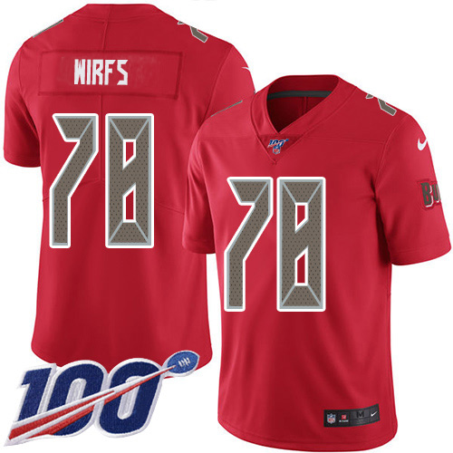Nike Buccaneers #78 Tristan Wirfs Red Men's Stitched NFL Limited Rush 100th Season Jersey