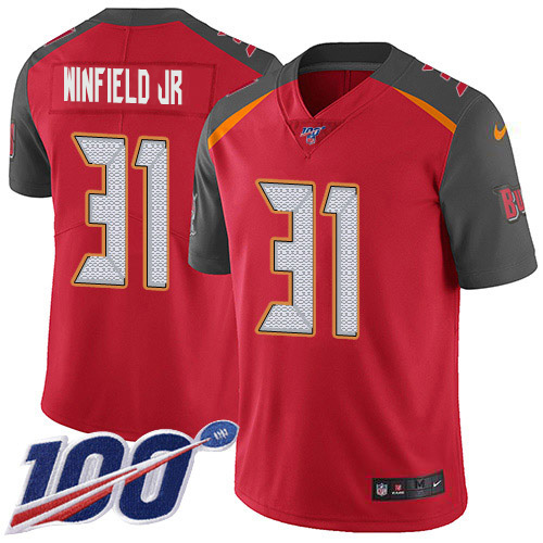 Nike Buccaneers #31 Antoine Winfield Jr. Red Team Color Men's Stitched NFL 100th Season Vapor Untouchable Limited Jersey