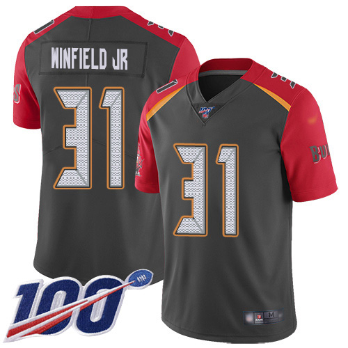 Nike Buccaneers #31 Antoine Winfield Jr. Gray Men's Stitched NFL Limited Inverted Legend 100th Season Jersey Nike Buccaneers #31 Antoine Winfield Jr. Gray Men's Stitched NFL Limited Inverted Legend 100th Season Jersey