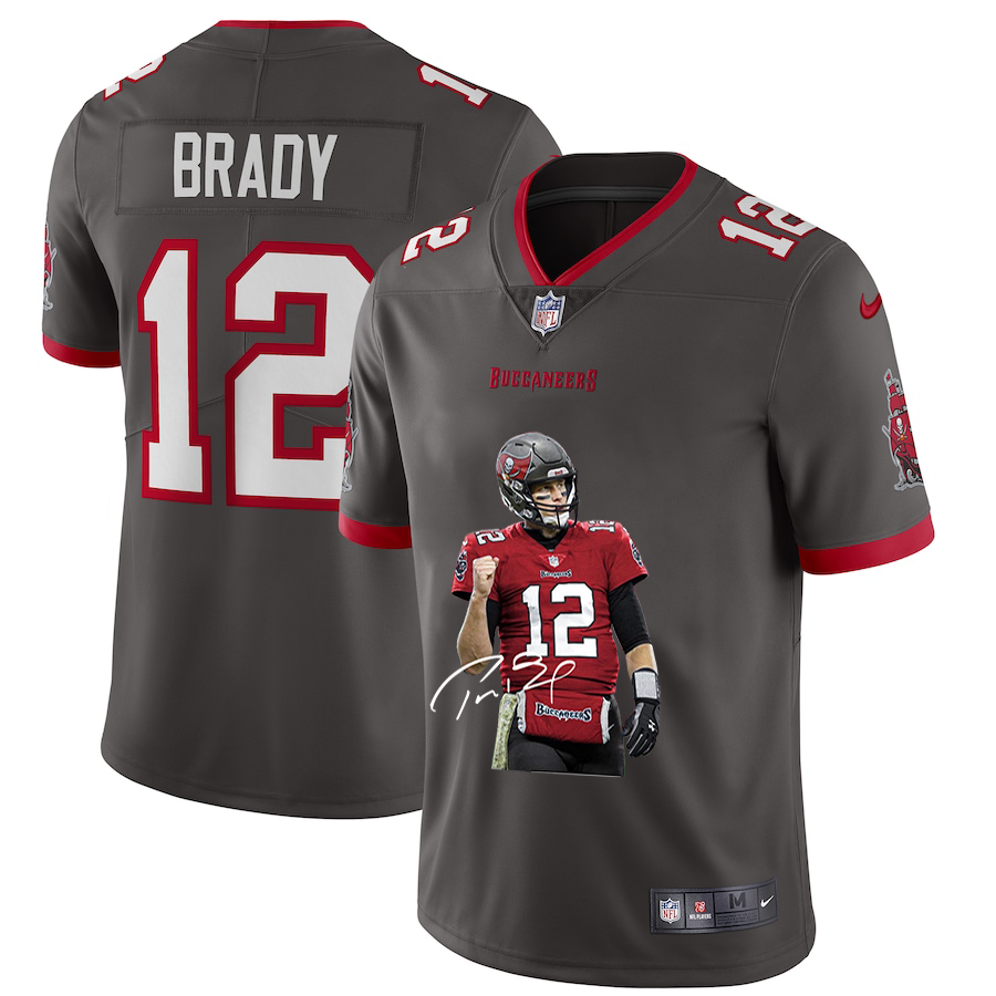 Tampa Bay Buccaneers #12 Tom Brady Men's Nike Player Signature Moves Vapor Limited NFL Jersey Pewter