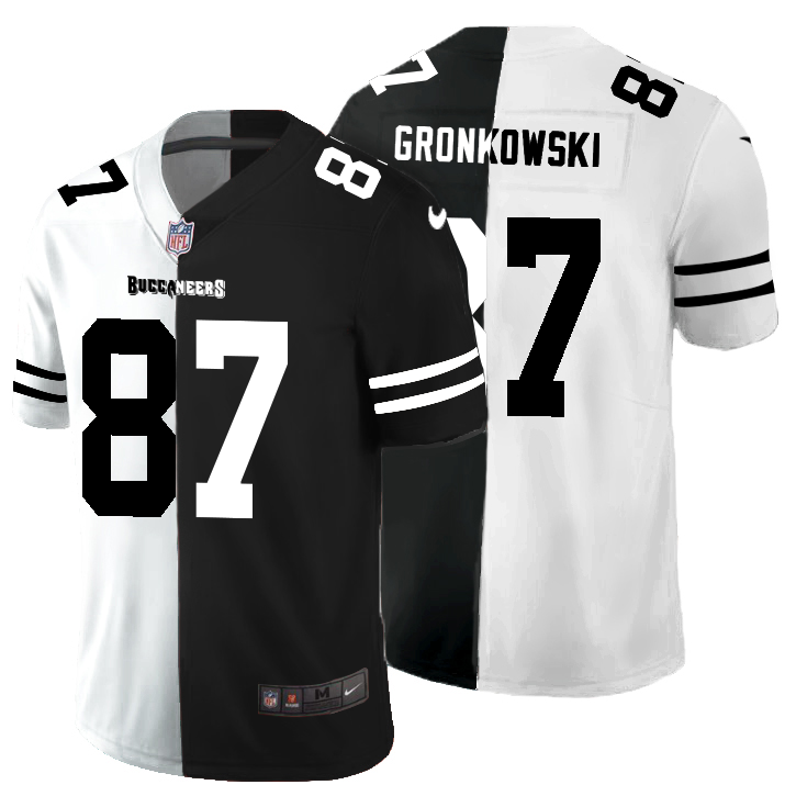 Tampa Bay Buccaneers #87 Rob Gronkowski Men's Black V White Peace Split Nike Vapor Untouchable Limited NFL Jersey