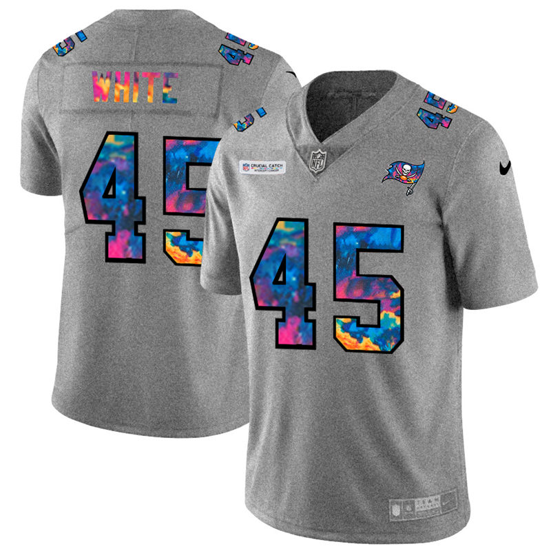 Tampa Bay Buccaneers #45 Devin White Men's Nike Multi-Color 2020 NFL Crucial Catch NFL Jersey Greyheather