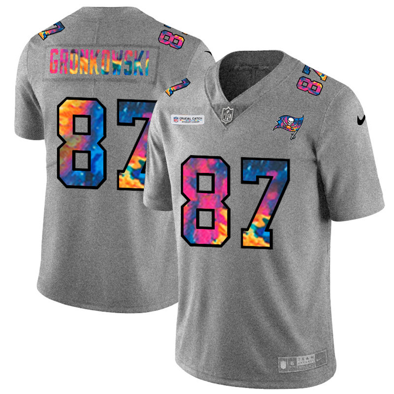 Tampa Bay Buccaneers #87 Rob Gronkowski Men's Nike Multi-Color 2020 NFL Crucial Catch NFL Jersey Greyheather