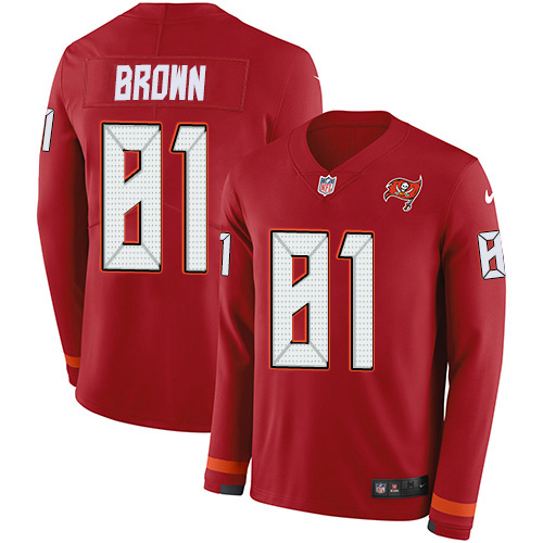 Nike Buccaneers #81 Antonio Brown Red Team Color Men's Stitched NFL Limited Therma Long Sleeve Jersey