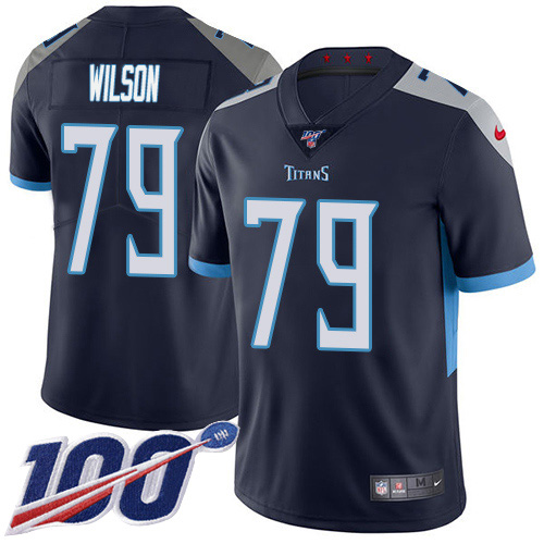 Nike Titans #79 Isaiah Wilson Navy Blue Team Color Men's Stitched NFL 100th Season Vapor Untouchable Limited Jersey