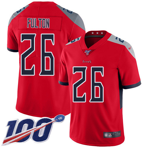 Nike Titans #26 Kristian Fulton Red Men's Stitched NFL Limited Inverted Legend 100th Season Jersey