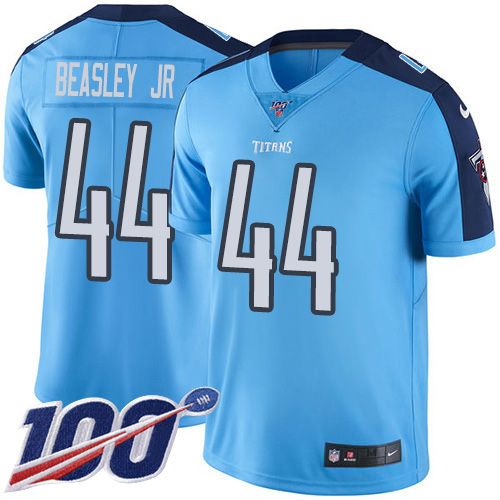 Nike Titans #44 Vic Beasley Jr Light Blue Men's Stitched NFL Limited Rush 100th Season Jersey
