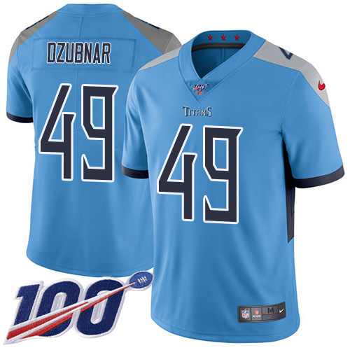 Nike Titans #49 Nick Dzubnar Light Blue Alternate Men's Stitched NFL 100th Season Vapor Untouchable Limited Jersey