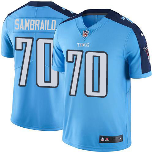 Nike Titans #70 Ty Sambrailo Light Blue Men's Stitched NFL Limited Rush Jersey