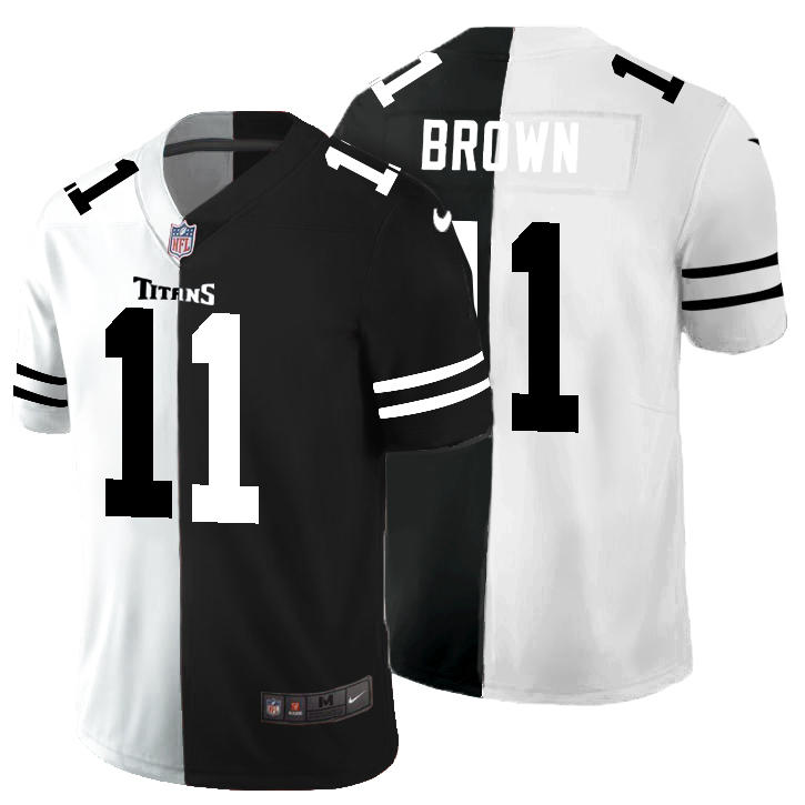 Tennessee Titans #11 A.J. Brown Men's Black V White Peace Split Nike Vapor Untouchable Limited NFL Jersey