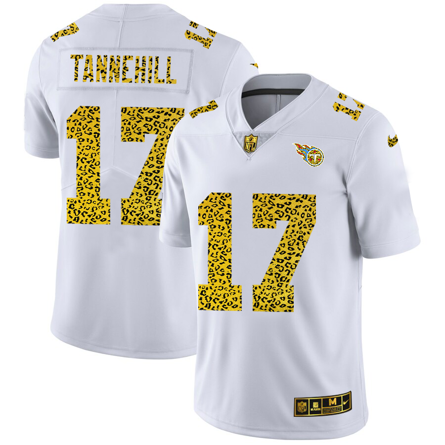 Tennessee Titans #17 Ryan Tannehill Men's Nike Flocked Leopard Print Vapor Limited NFL Jersey White
