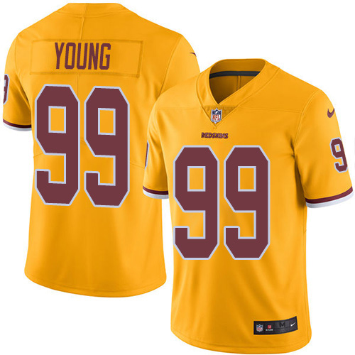 Nike Redskins #99 Chase Young Gold Men's Stitched NFL Limited Rush Jersey
