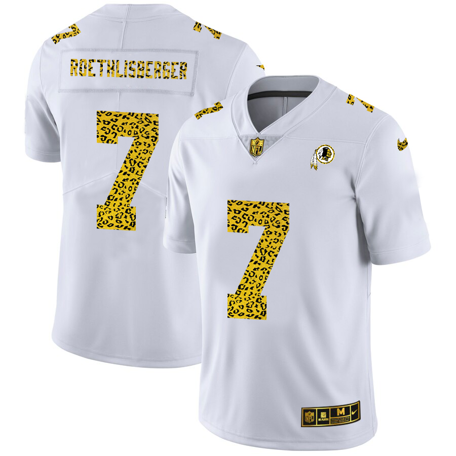 Washington Redskins #7 Dwayne Haskins Jr Men's Nike Flocked Leopard Print Vapor Limited NFL Jersey White