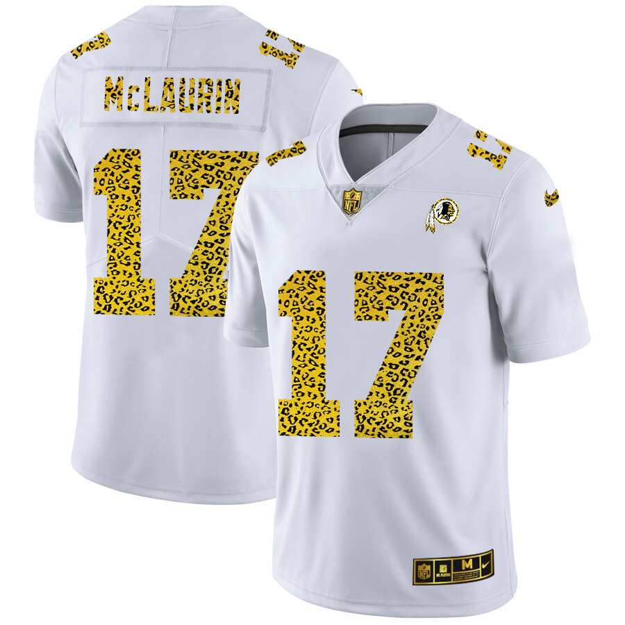 Washington Redskins #17 Terry McLaurin Men's Nike Flocked Leopard Print Vapor Limited NFL Jersey White