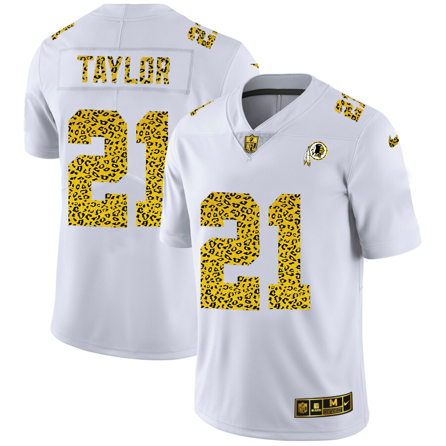 Washington Redskins #21 Sean Taylor Men's Nike Flocked Leopard Print Vapor Limited NFL Jersey White