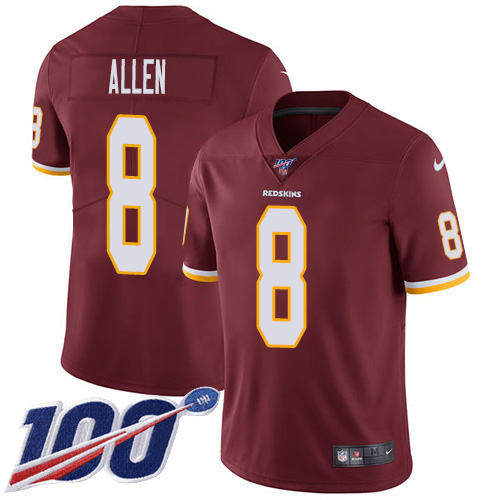 Nike Redskins #8 Kyle Allen Burgundy Red Team Color Men's Stitched NFL 100th Season Vapor Untouchable Limited Jersey Nike Redskins #8 Kyle Allen Burgundy Red Team Color Men's Stitched NFL 100th Season Vapor Untouchable Limited Jersey