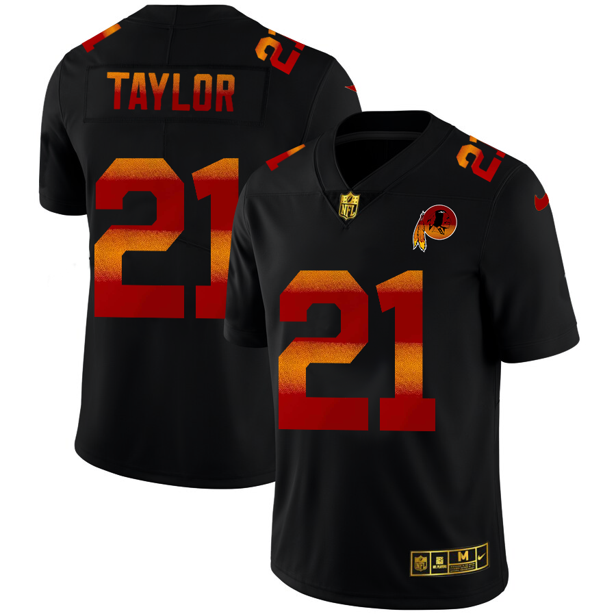 Washington Redskins #21 Sean Taylor Men's Black Nike Red Orange Stripe Vapor Limited NFL Jersey