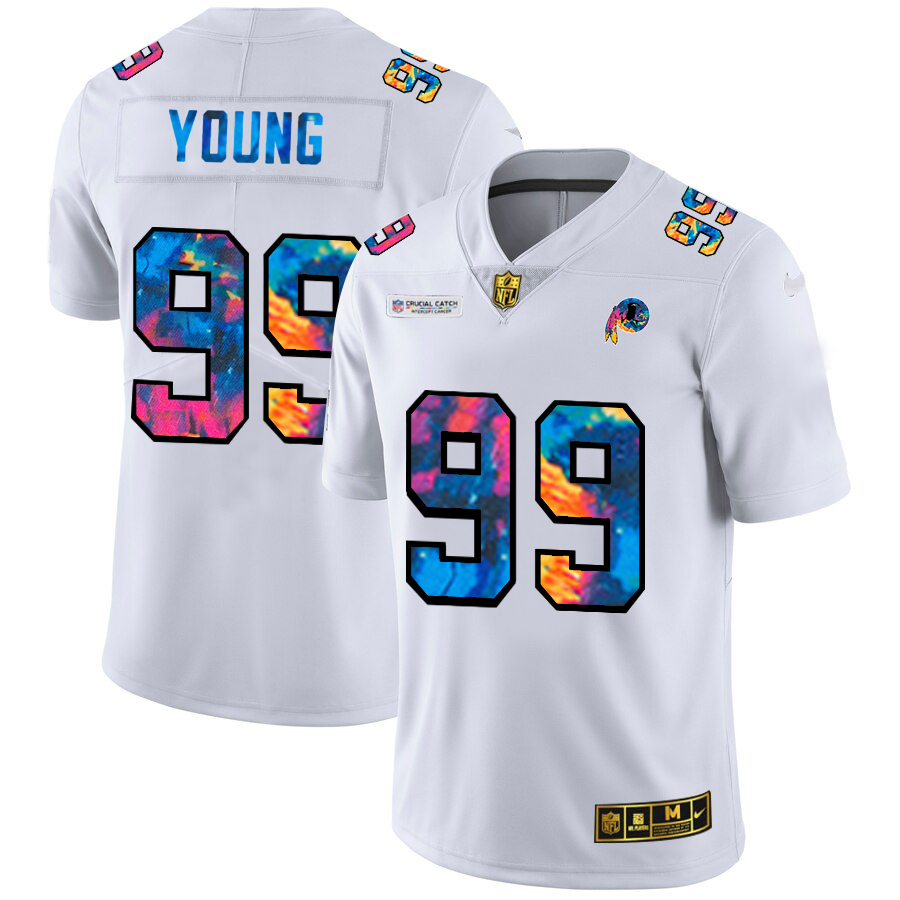 Washington Redskins #99 Chase Young Men's White Nike Multi-Color 2020 NFL Crucial Catch Limited NFL Jersey