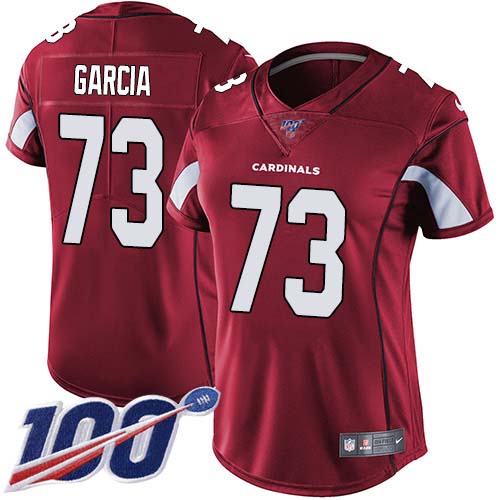 Nike Cardinals #73 Max Garcia Red Team Color Women's Stitched NFL 100th Season Vapor Untouchable Limited Jersey
