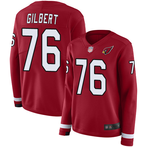 Nike Cardinals #76 Marcus Gilbert Red Team Color Women's Stitched NFL Limited Therma Long Sleeve Jersey