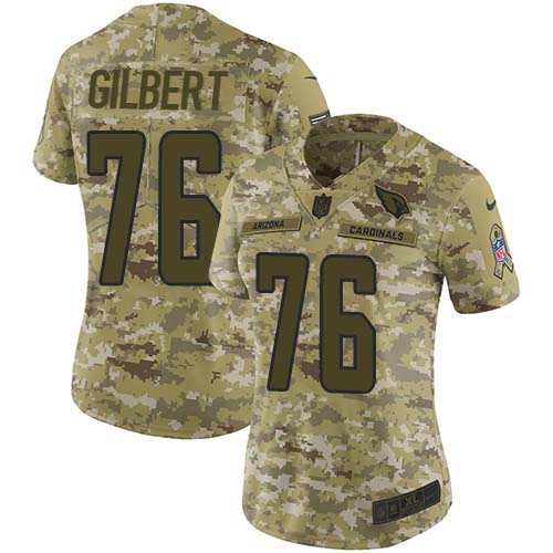 Nike Cardinals #76 Marcus Gilbert Camo Women's Stitched NFL Limited 2018 Salute To Service Jersey