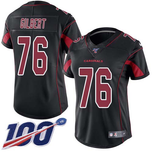 Nike Cardinals #76 Marcus Gilbert Black Women's Stitched NFL Limited Rush 100th Season Jersey