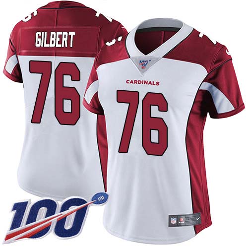 Nike Cardinals #76 Marcus Gilbert White Women's Stitched NFL 100th Season Vapor Untouchable Limited Jersey