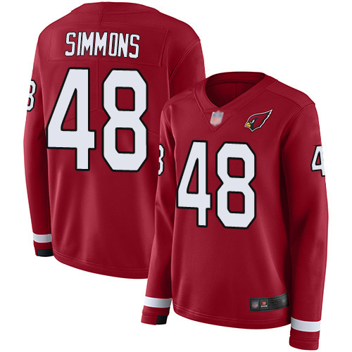 Nike Cardinals #48 Isaiah Simmons Red Team Color Women's Stitched NFL Limited Therma Long Sleeve Jersey
