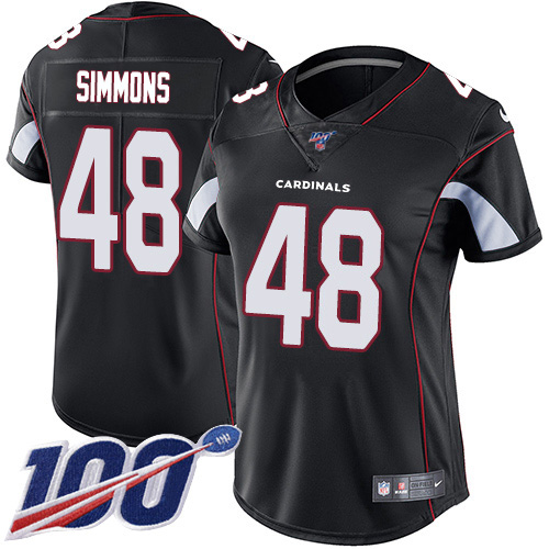 Nike Cardinals #48 Isaiah Simmons Black Alternate Women's Stitched NFL 100th Season Vapor Untouchable Limited Jersey
