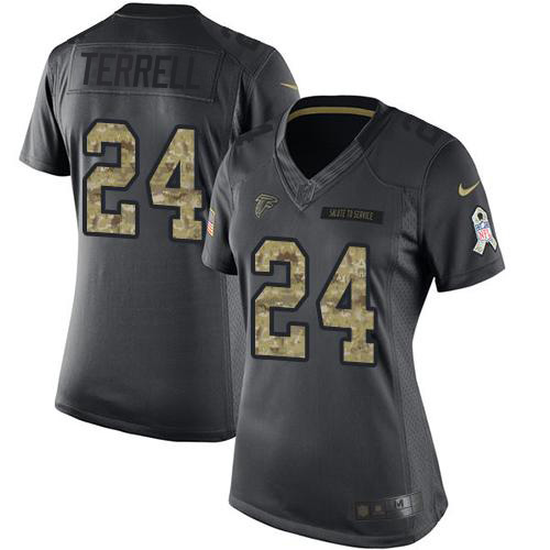 Nike Falcons #24 A.J. Terrell Black Women's Stitched NFL Limited 2016 Salute to Service Jersey