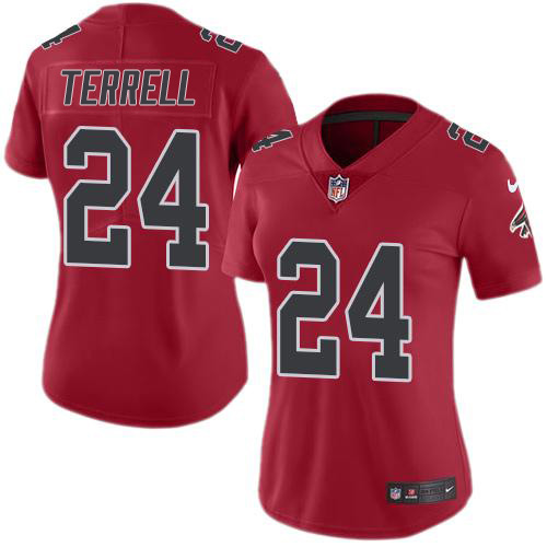 Nike Falcons #24 A.J. Terrell Red Women's Stitched NFL Limited Rush Jersey