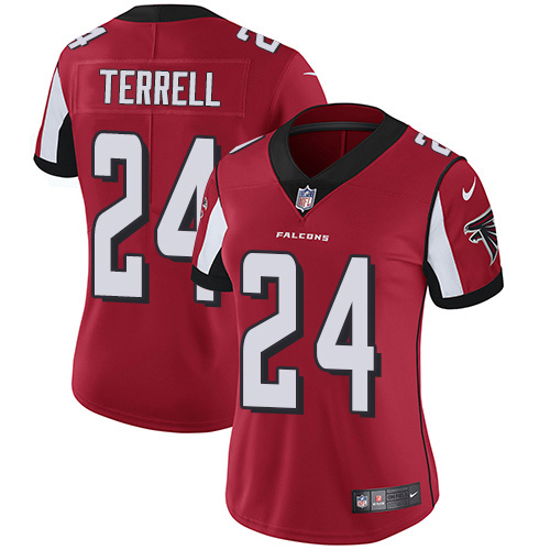 Nike Falcons #24 A.J. Terrell Red Team Color Women's Stitched NFL Vapor Untouchable Limited Jersey